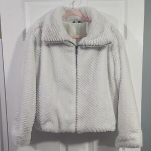 Women's Faux Fur Zip Jacket - White By Ophelia Roe